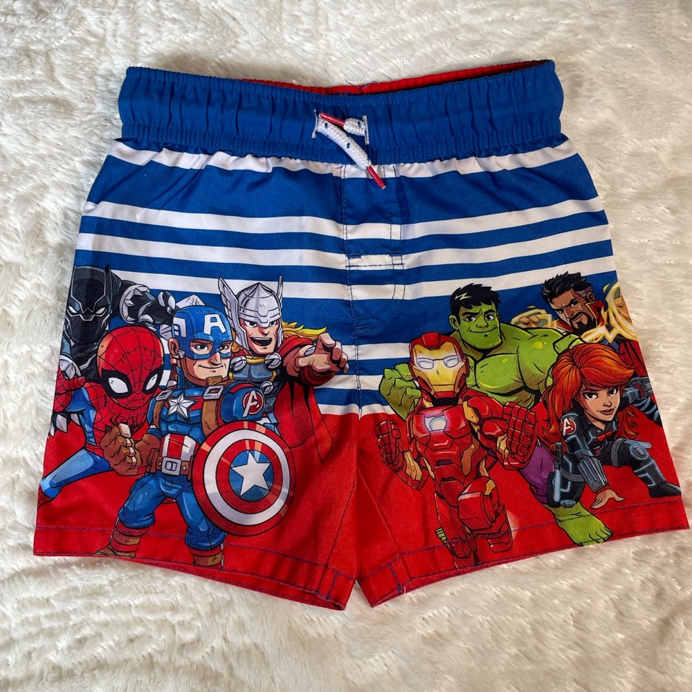 Marvel Boys Striped Swim Trunks